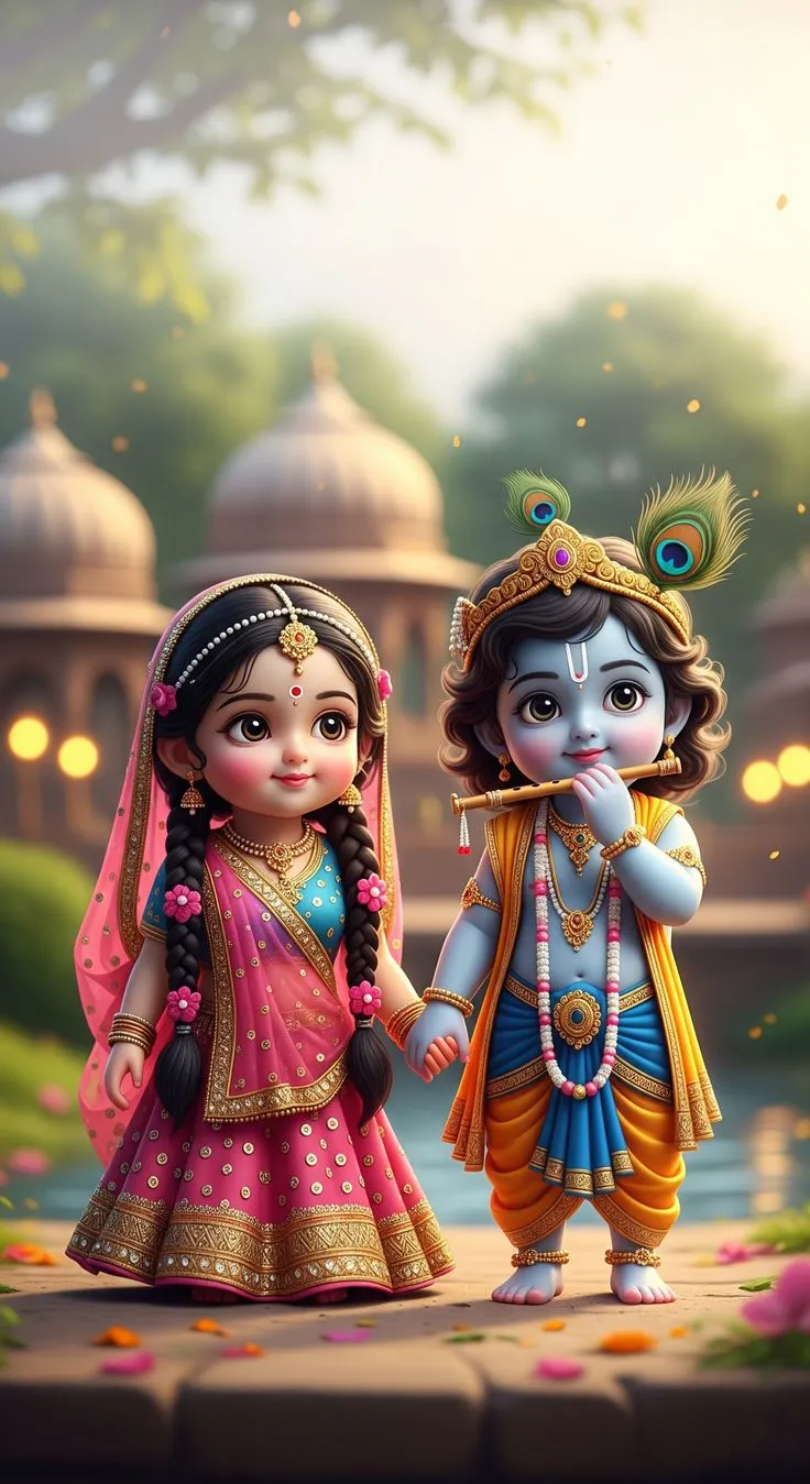 cute little radha krishna dp