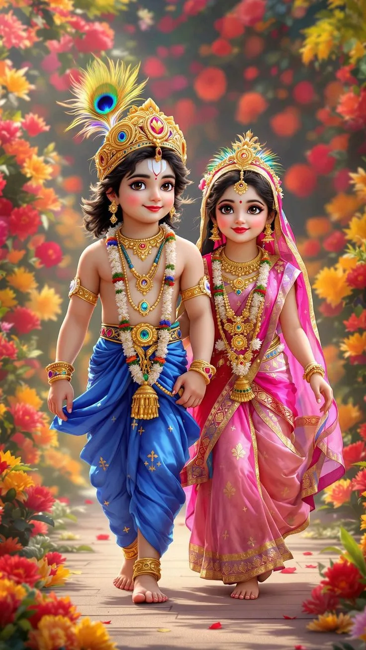 cute little radha krishna image