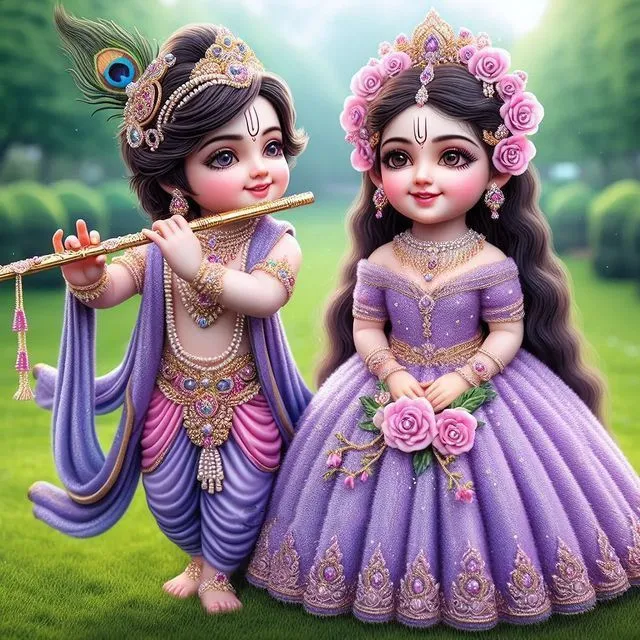 cute little radha krishna picture